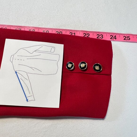 ❤️Vintage Braemar Jeremy Scott 100% Wool Red Blazer Jacket - Picture 12 of 13